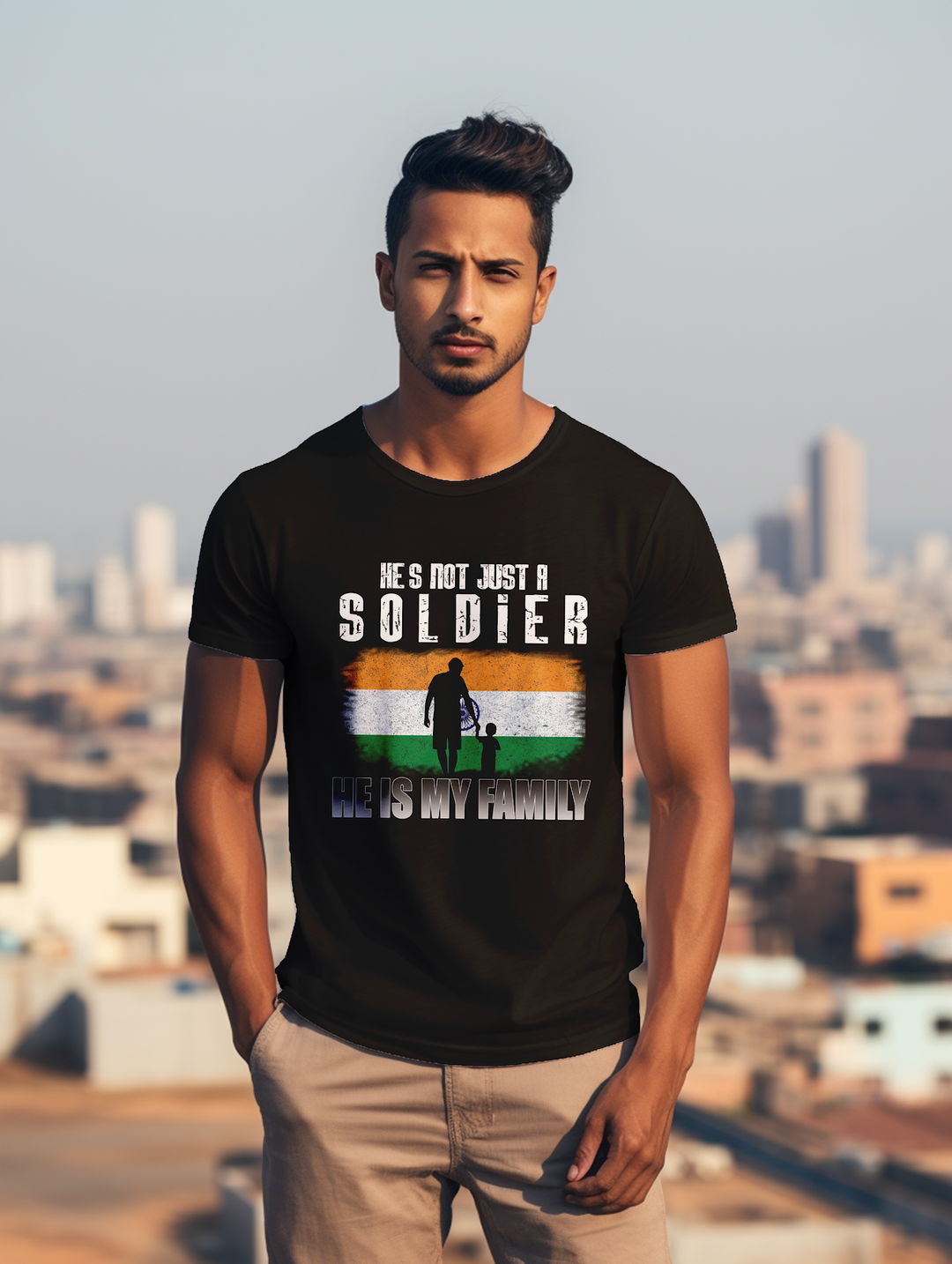 Men's He's not just a soldier he is my family tee