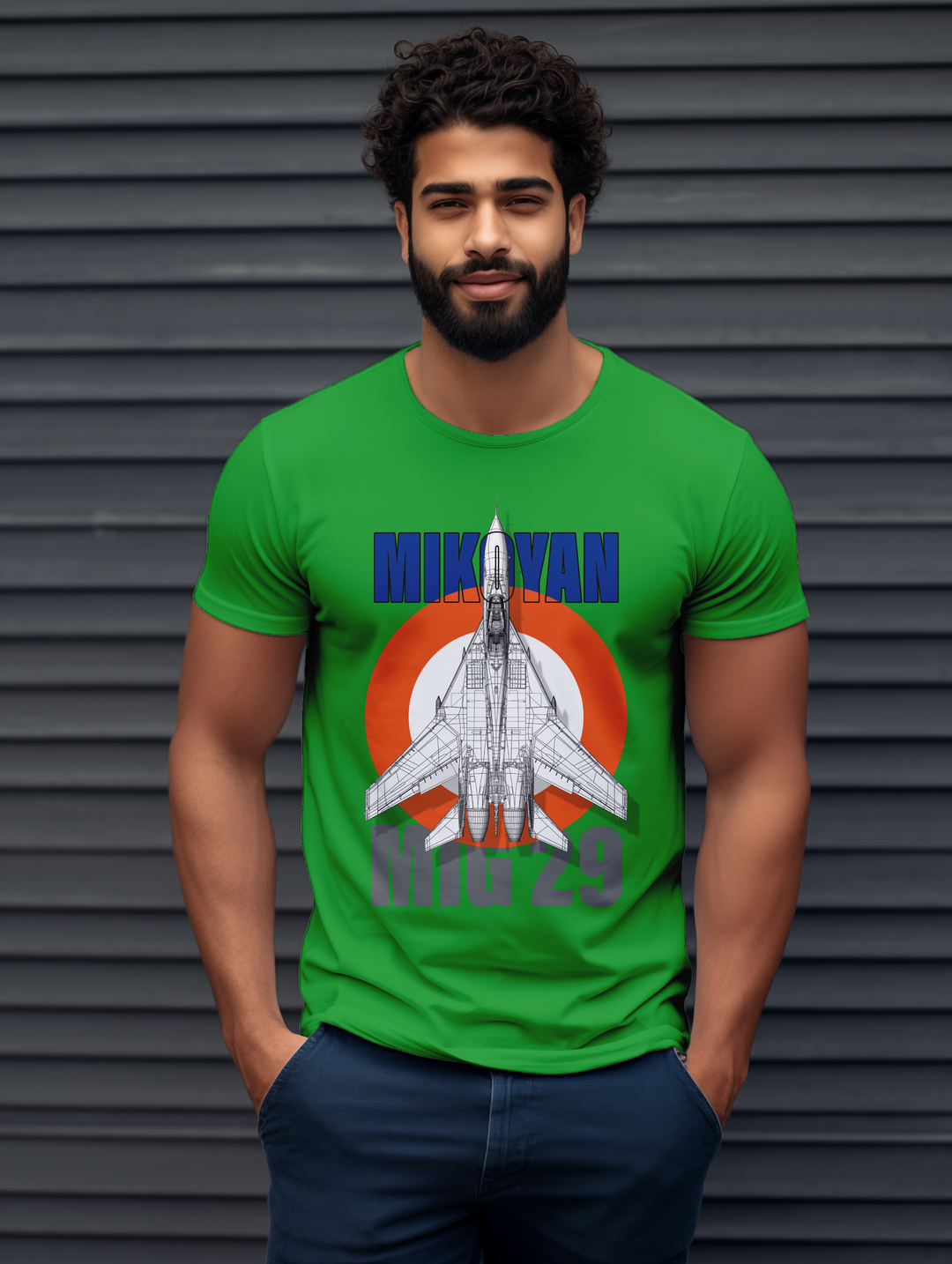 Men's flag green MIG 29 Fighter Jet tee