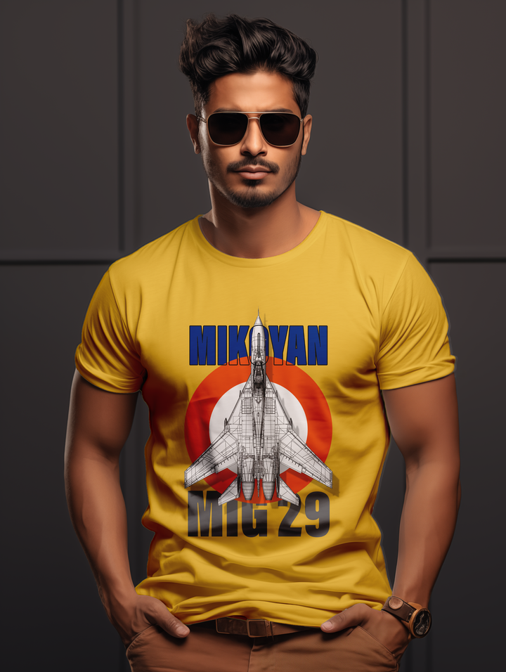 Men's golden yellow MIG 29 Fighter Jet tee