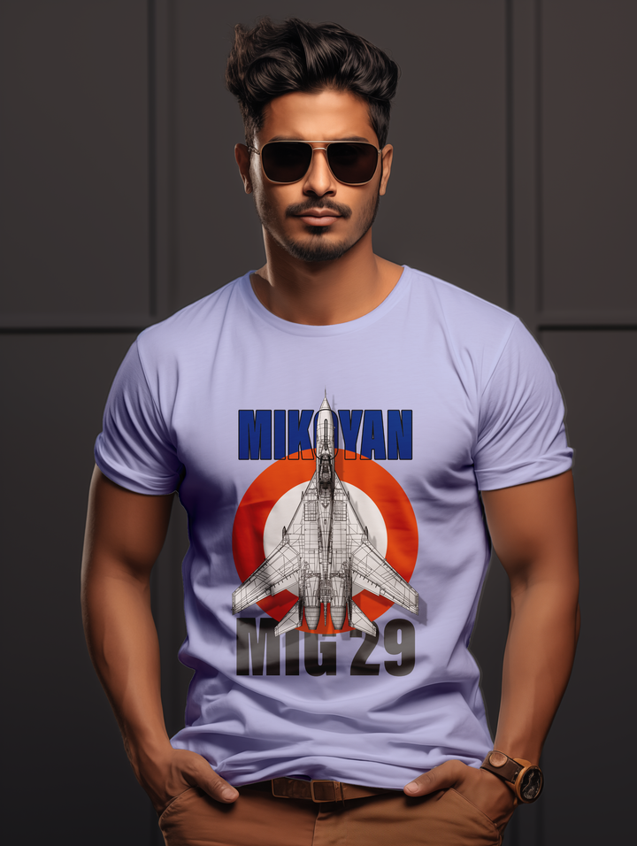 Men's lavender MIG 29 Fighter Jet tee