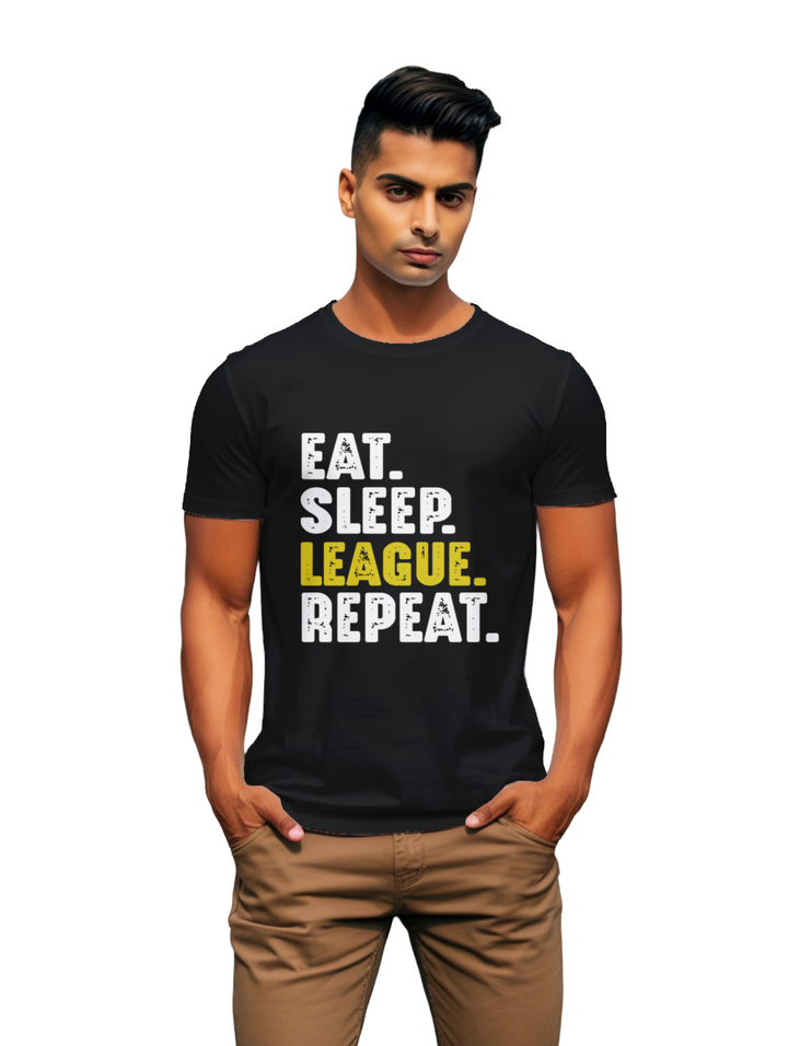 Eat Sleep League Repeat men's T-shirt