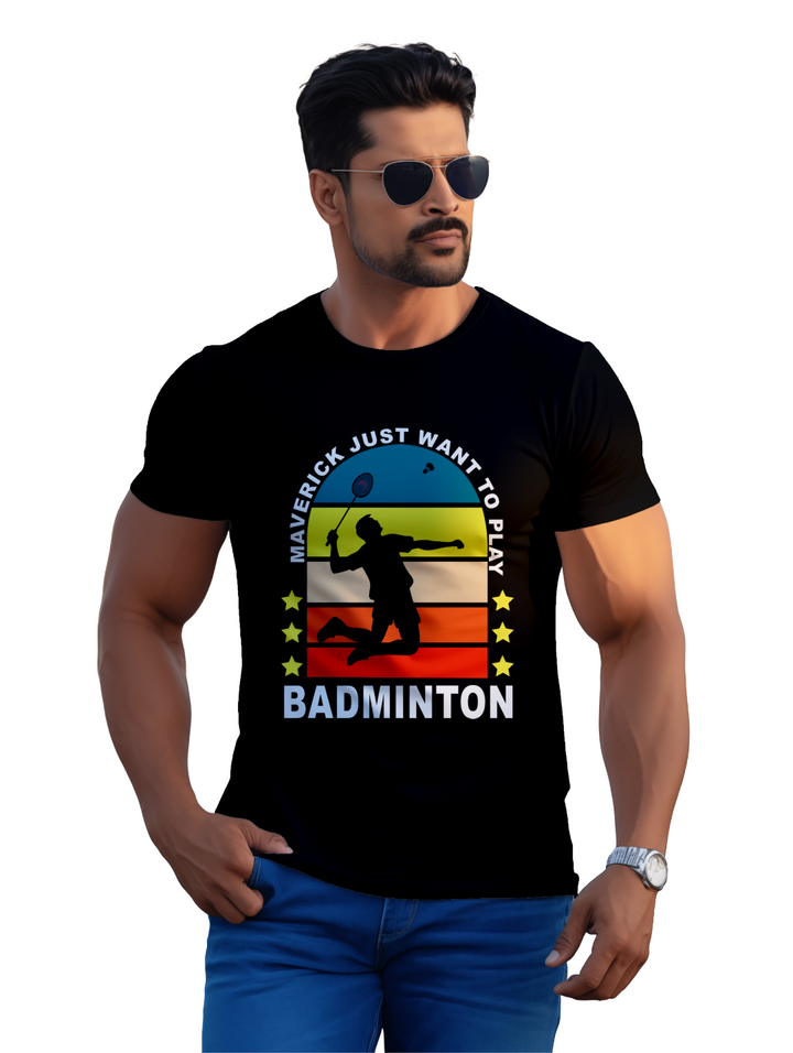 Men's MAVERICK JUST WANT TO PLAY BADMINTON T-Shirt