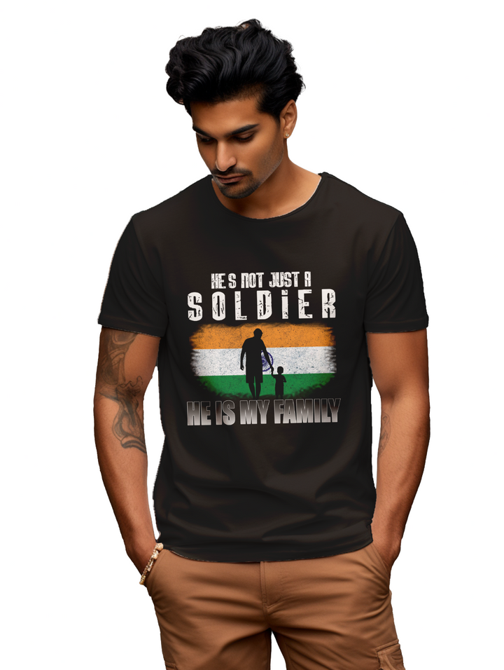Mens He's not just a soldier he is my family t-shirt