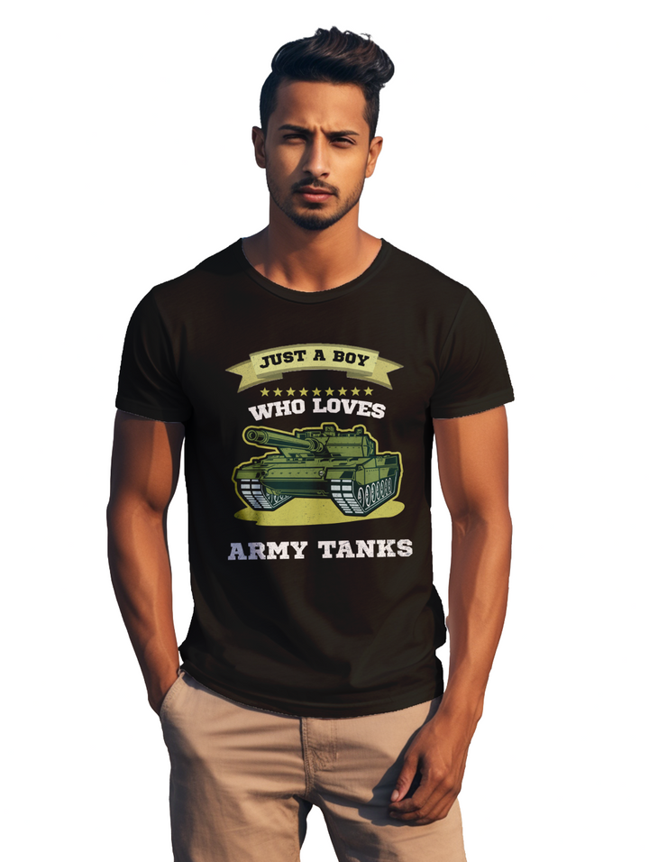 mens Just a boy who loves Army Tanks t-shirt