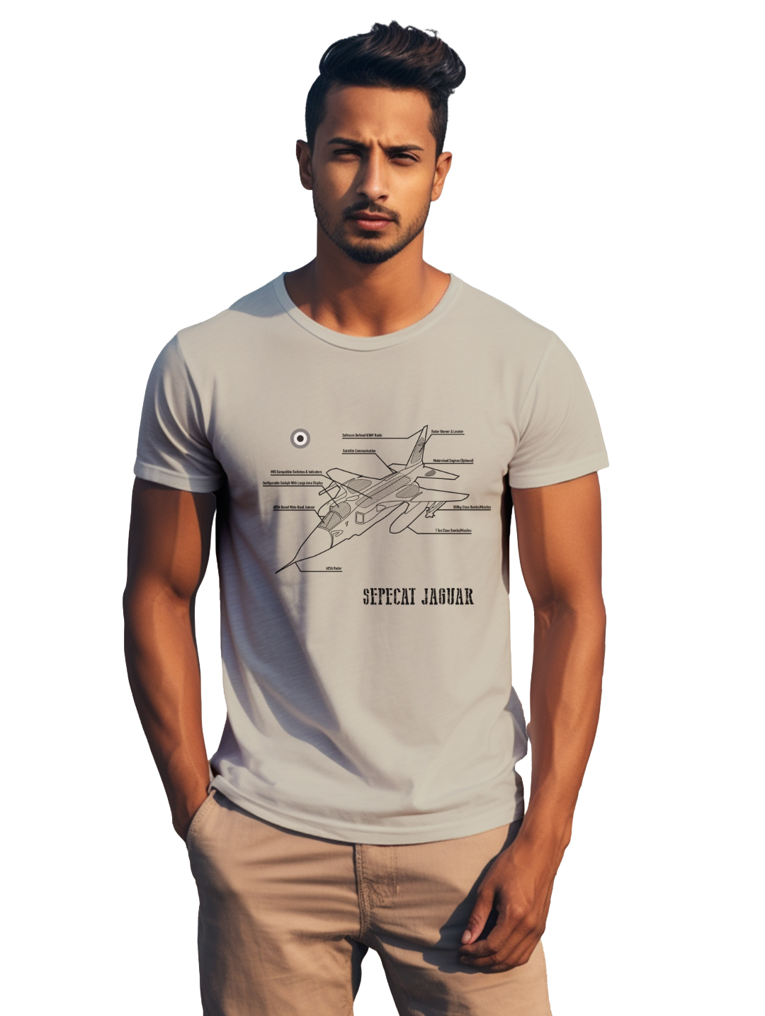 Men's Elegance in Flight with the SEPECAT Jaguar t-shirt