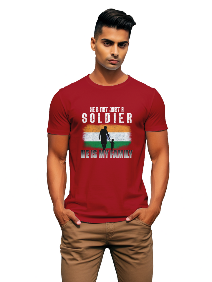 Mens He's not just a soldier he is my family t-shirt