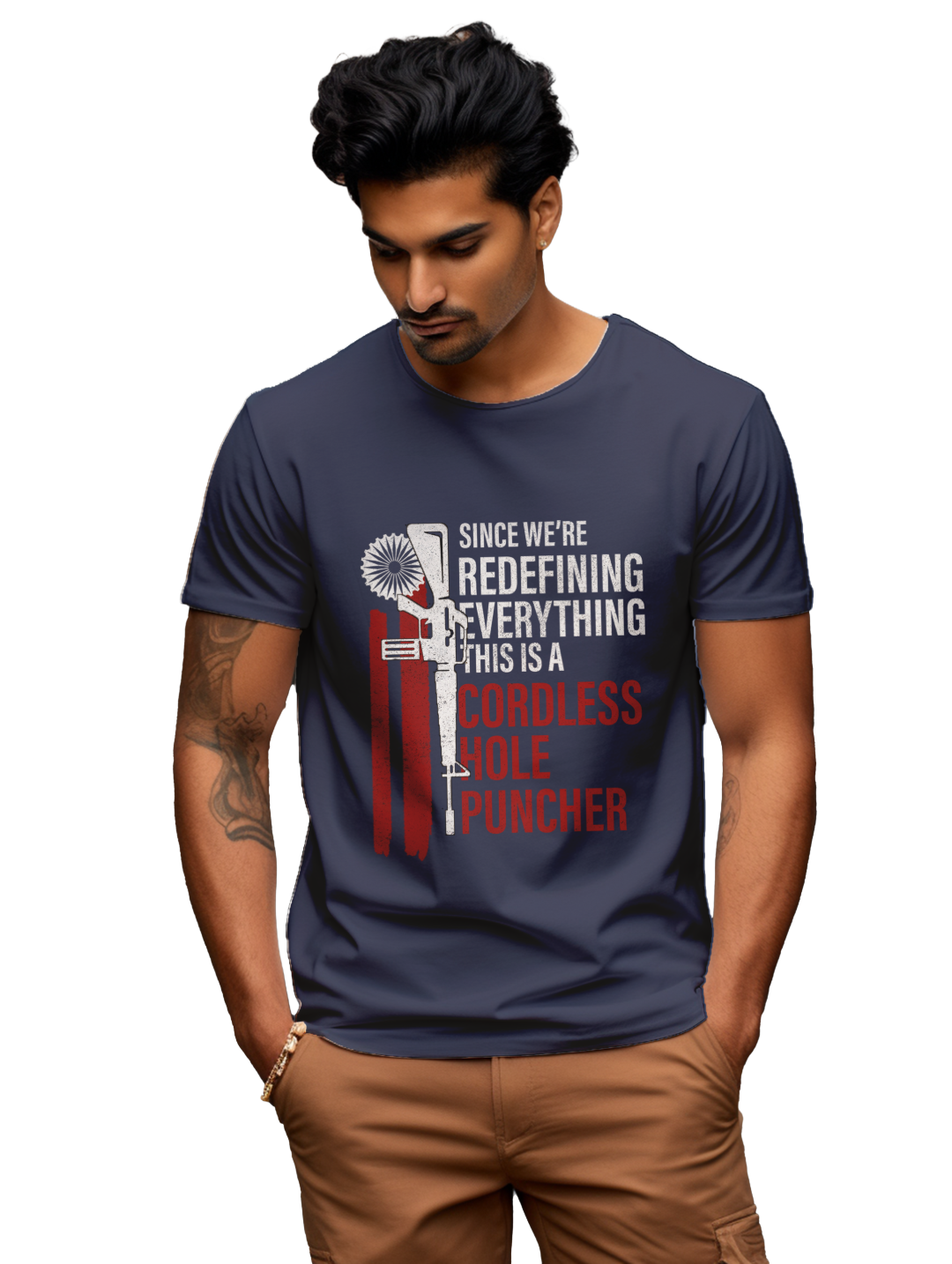 mens Cordless hole Puncher T-shirt