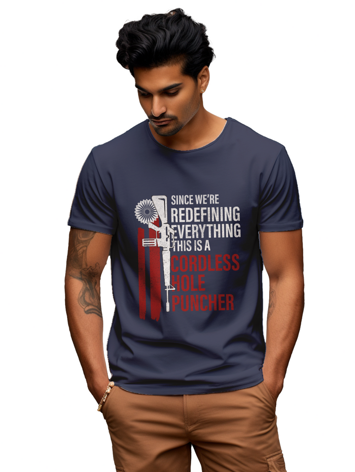 mens Cordless hole Puncher T-shirt