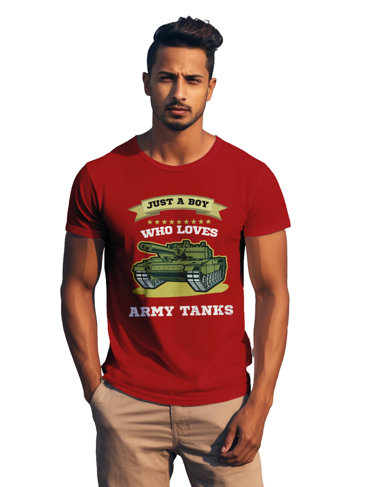 mens Just a boy who loves Army Tanks t-shirt