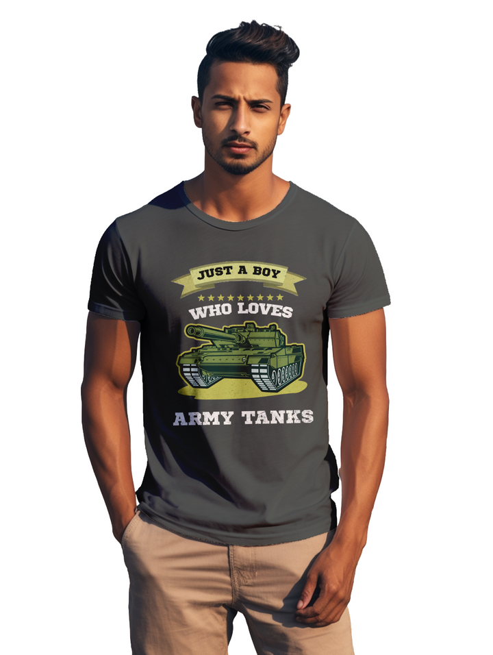 mens Just a boy who loves Army Tanks t-shirt