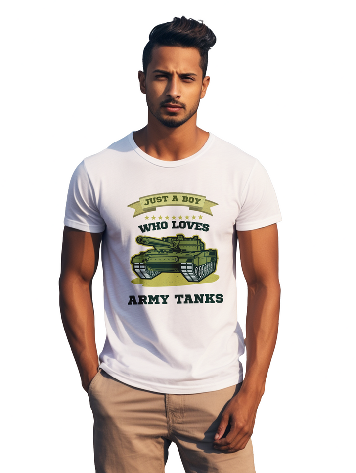 mens Just a boy who loves Army Tanks t-shirt