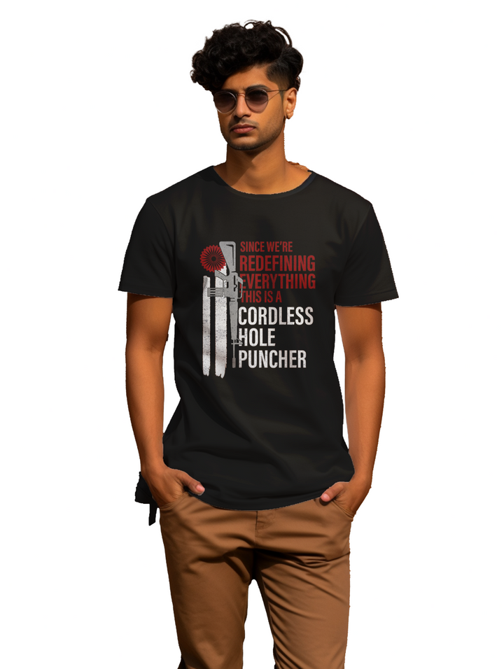 mens Cordless hole Puncher T-shirt