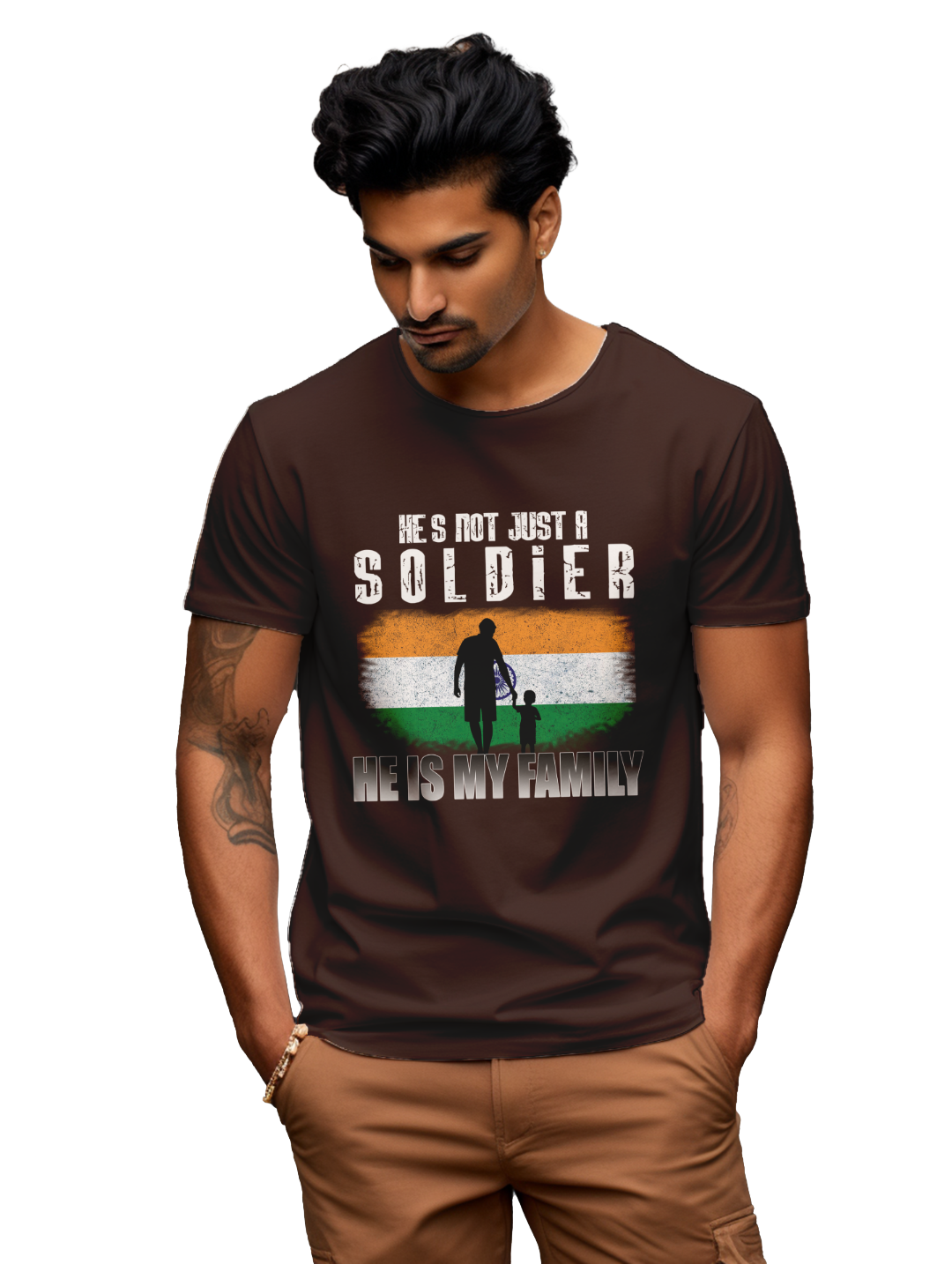 Mens He's not just a soldier he is my family t-shirt