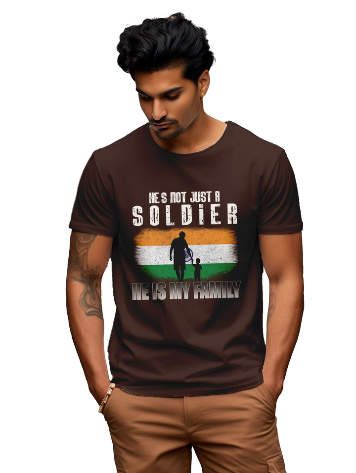 Mens He's not just a soldier he is my family t-shirt