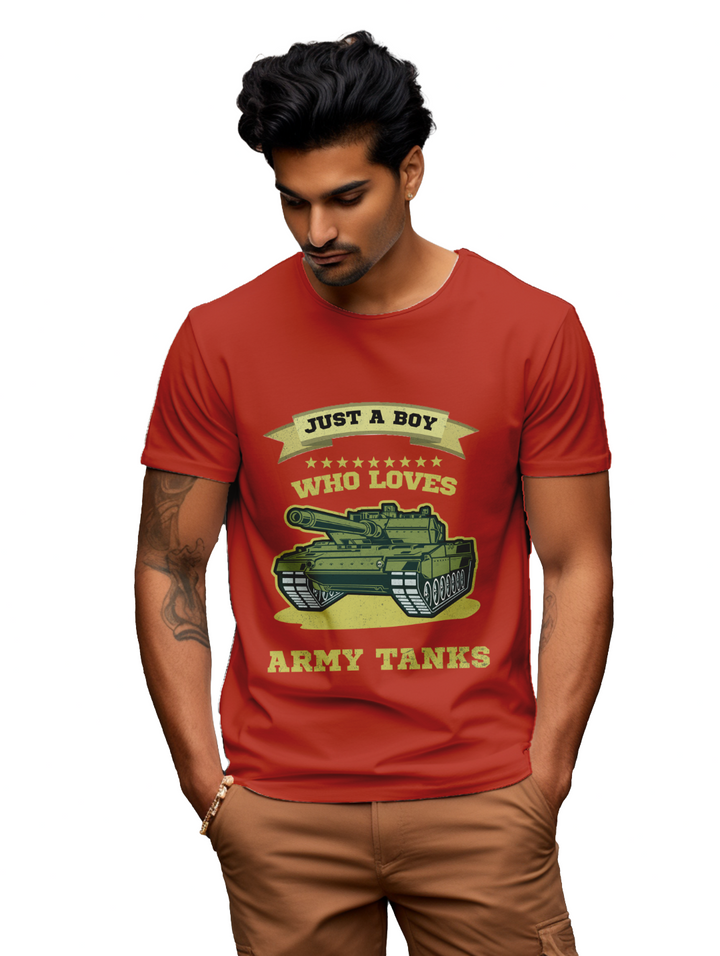 mens Just a boy who loves Army Tanks t-shirt