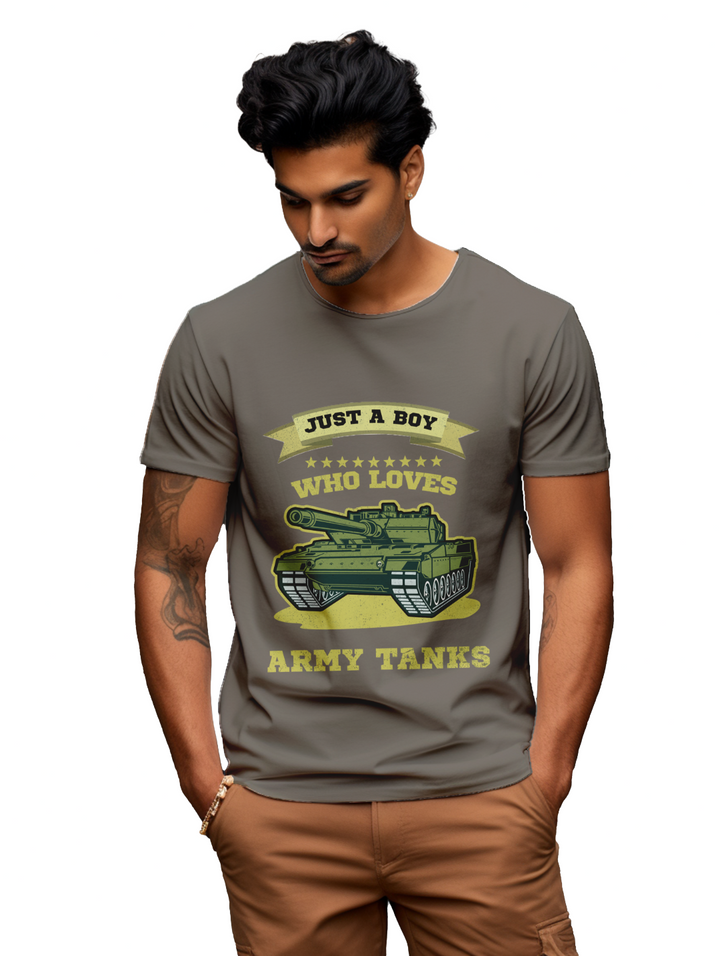 mens Just a boy who loves Army Tanks t-shirt