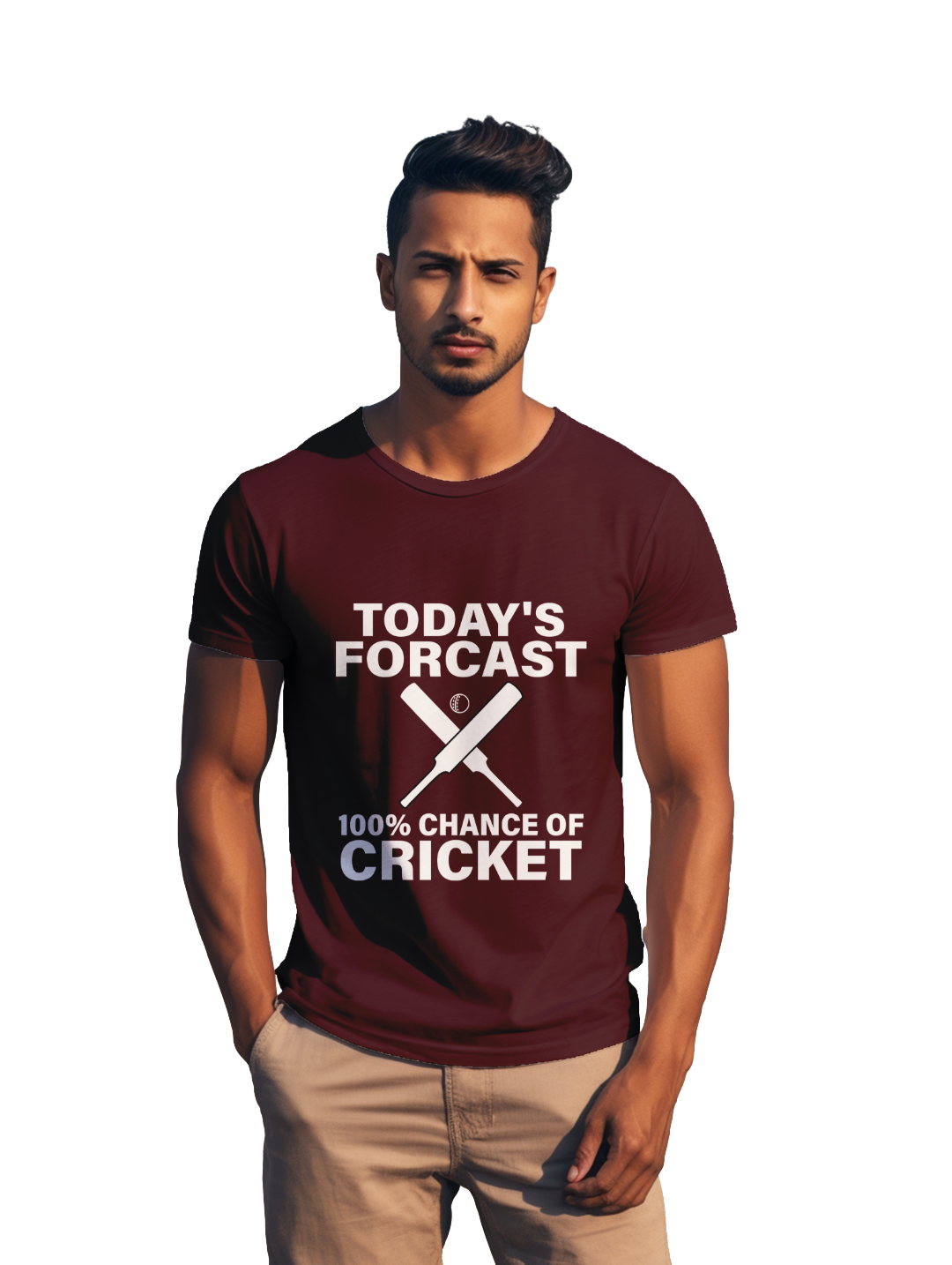 100% Chance of Cricket mens T-shirt
