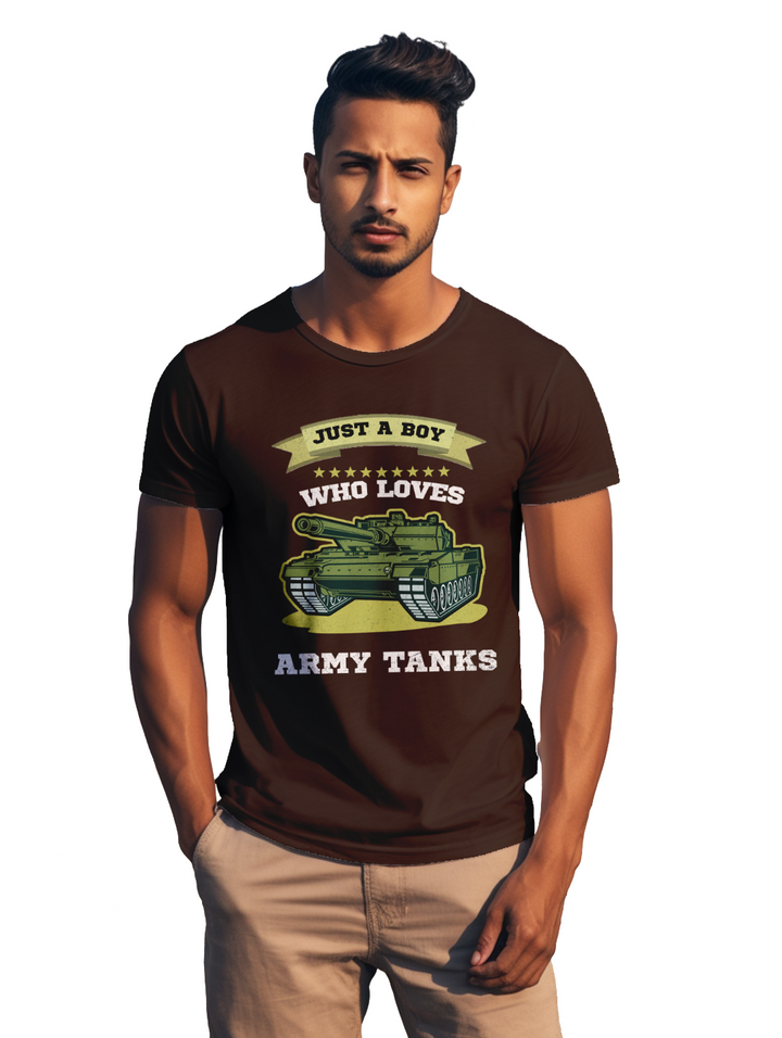 mens Just a boy who loves Army Tanks t-shirt