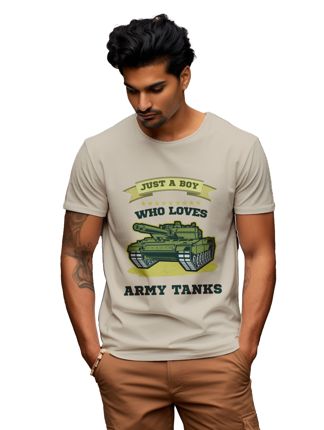 mens Just a boy who loves Army Tanks t-shirt
