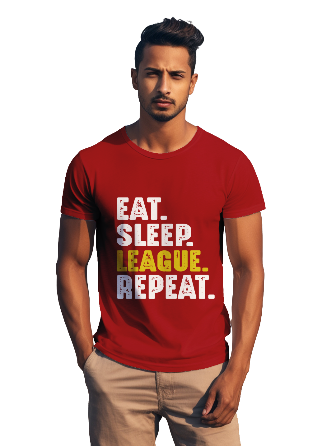 Eat Sleep League Repeat men's T-shirt