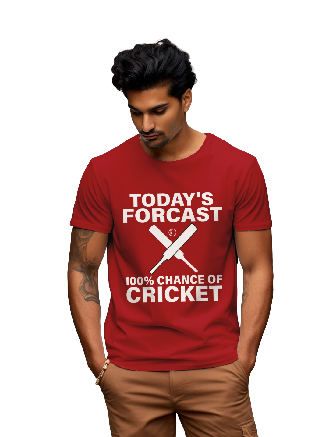 100% Chance of Cricket mens T-shirt