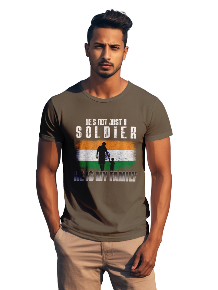 Mens He's not just a soldier he is my family t-shirt