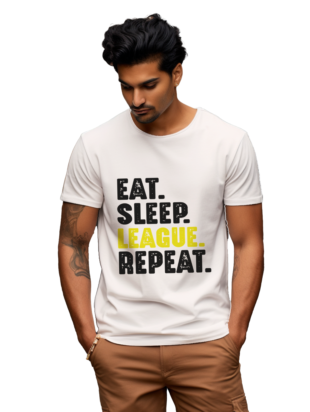 Eat Sleep League Repeat men's T-shirt
