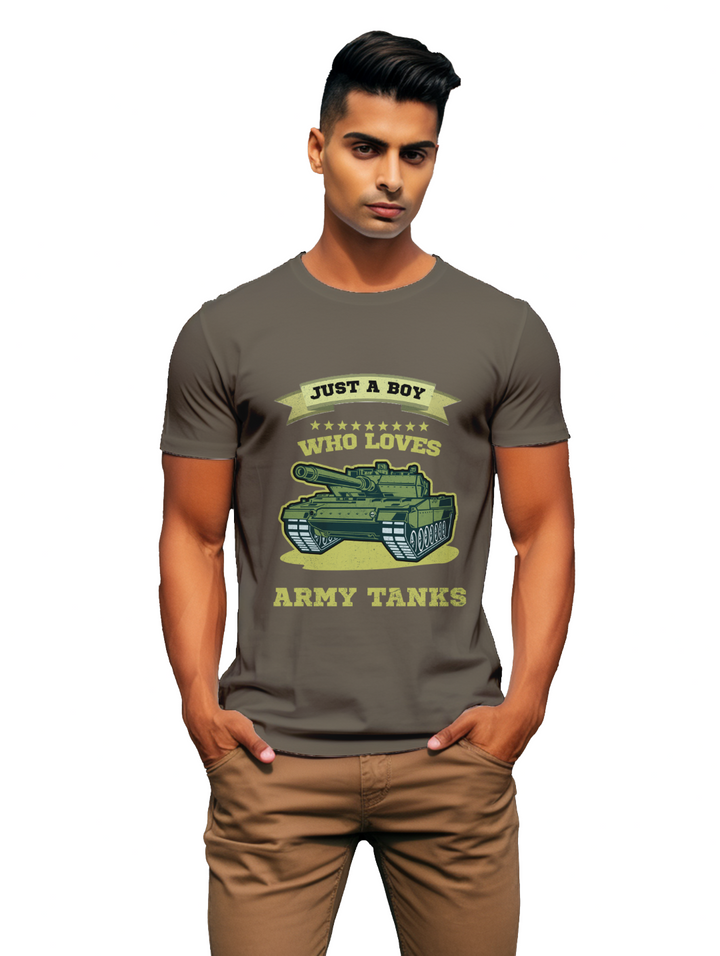 mens Just a boy who loves Army Tanks t-shirt
