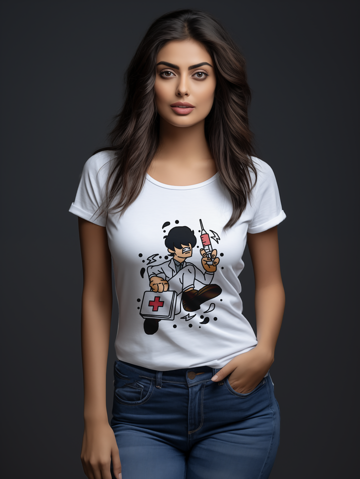 Womens White Syringe Warrior tee