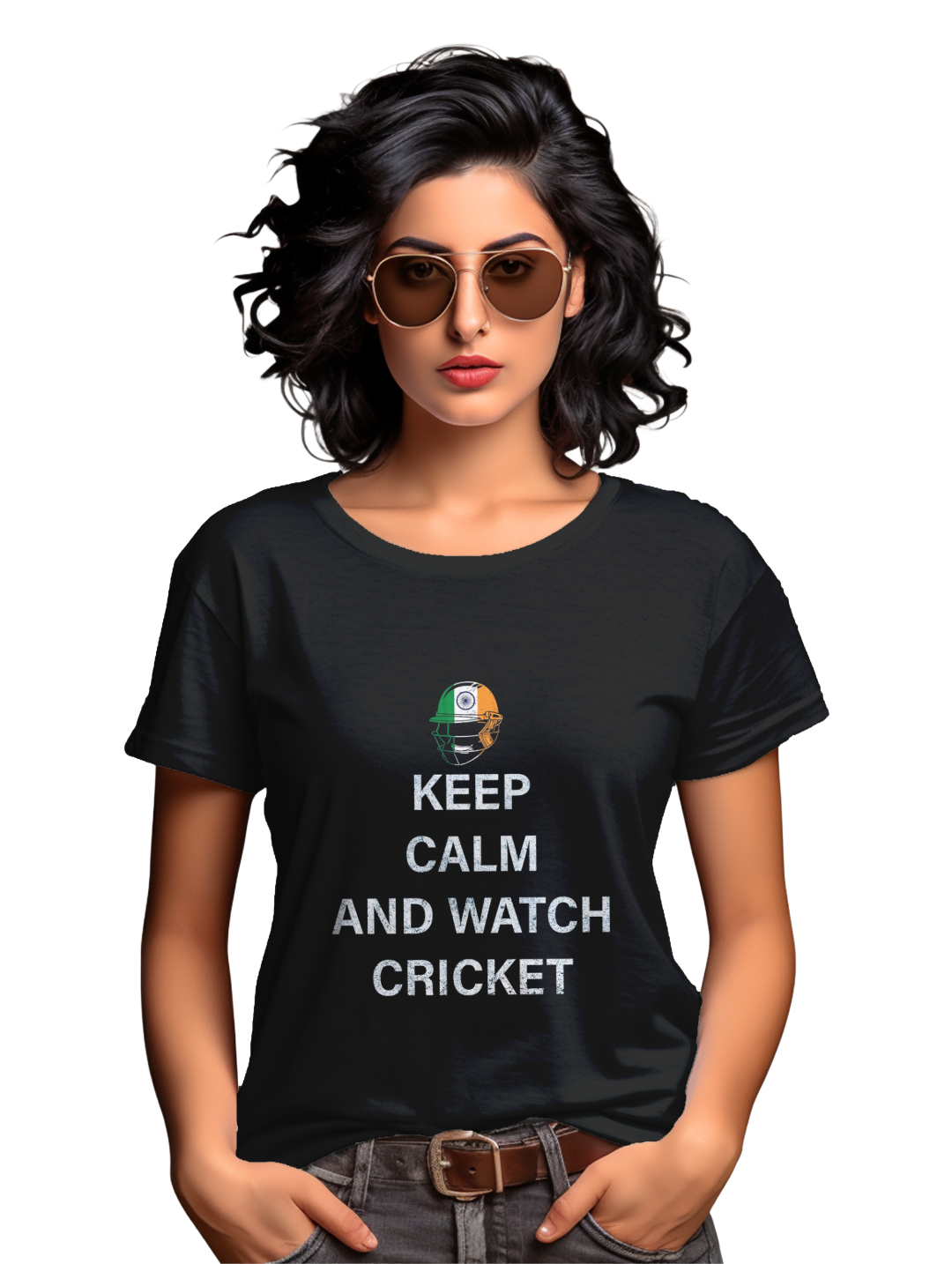 Women's Keep calm and watch cricket T-shirt