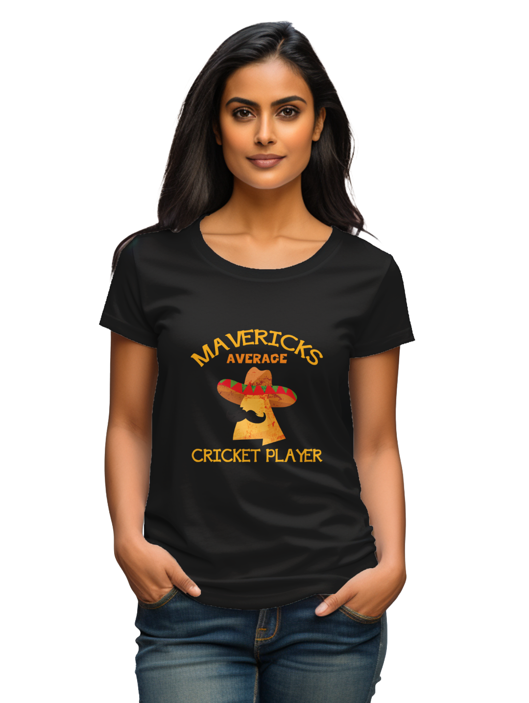 Women's maverick average cricket player T-shirt