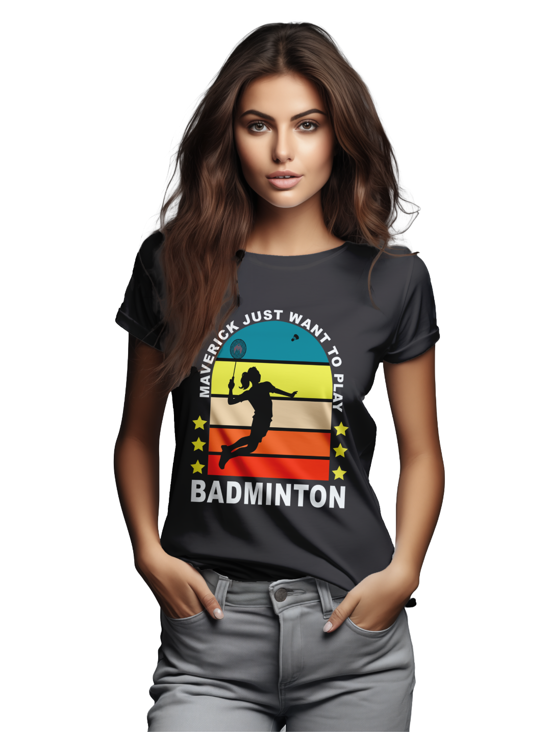 Womens Maverick Just Want to Play Badminton T-Shirt