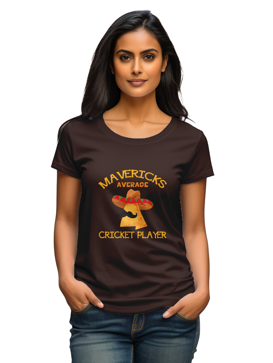 Women's maverick average cricket player T-shirt