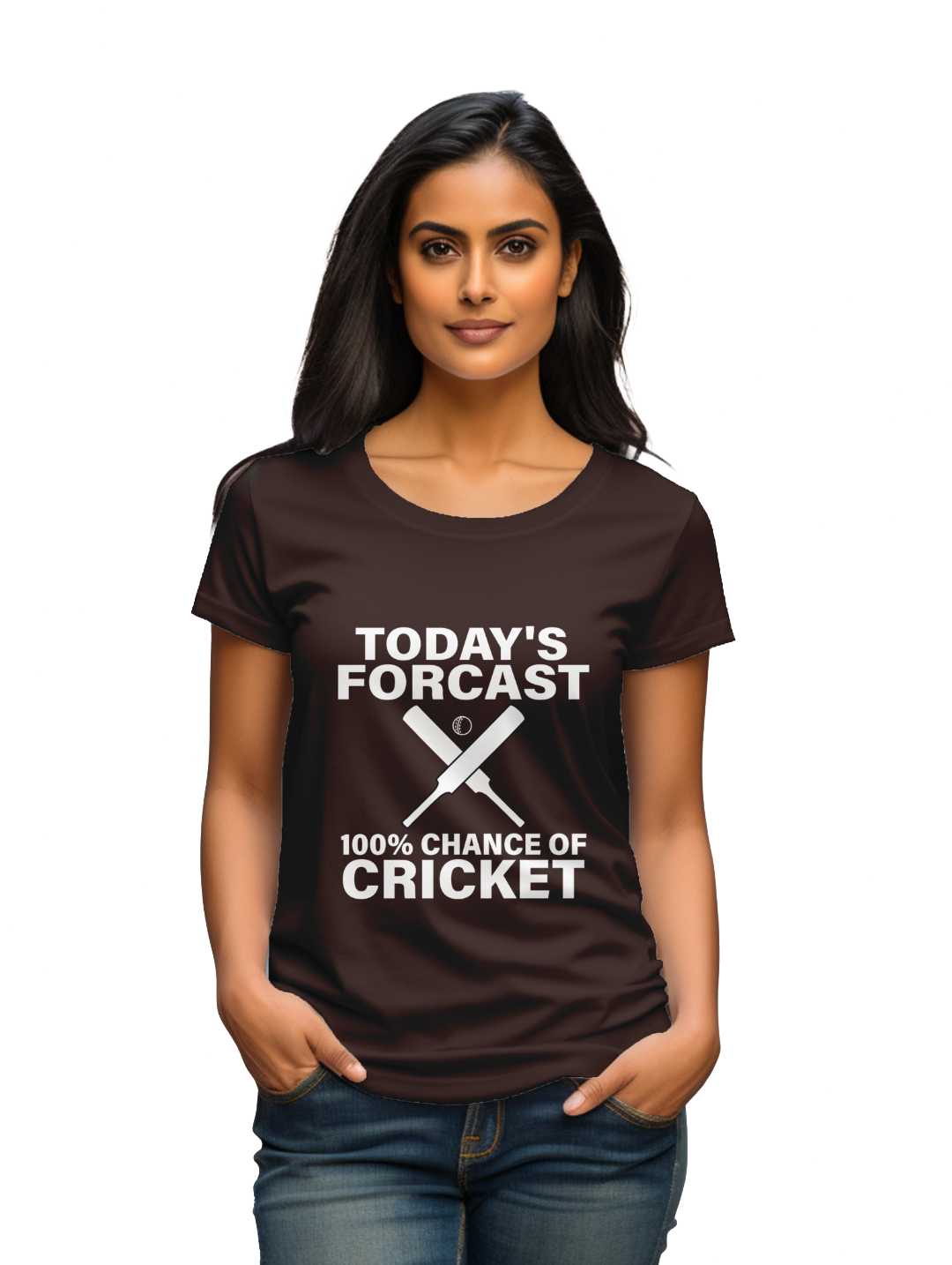 Women's 100% Chance of Cricket T-shirt