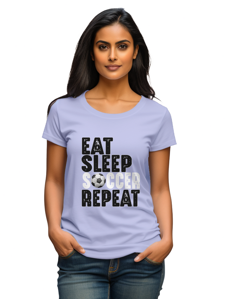 Womens Eat Sleep Soccer Repeat T-Shirt