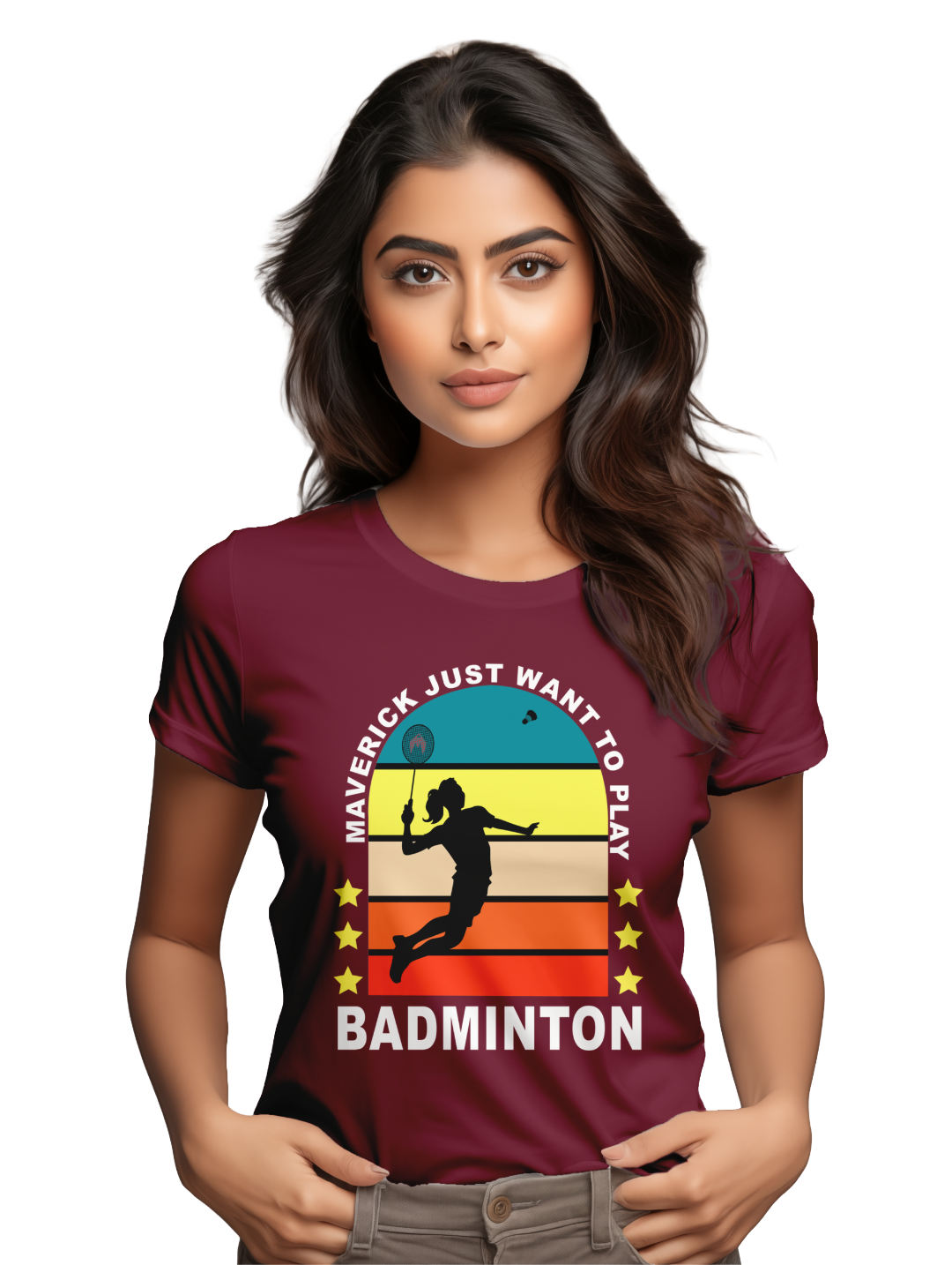 Womens Maverick Just Want to Play Badminton T-Shirt