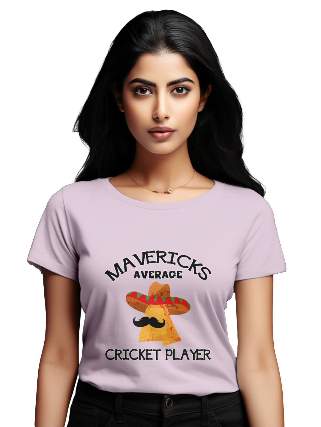 Women's maverick average cricket player T-shirt