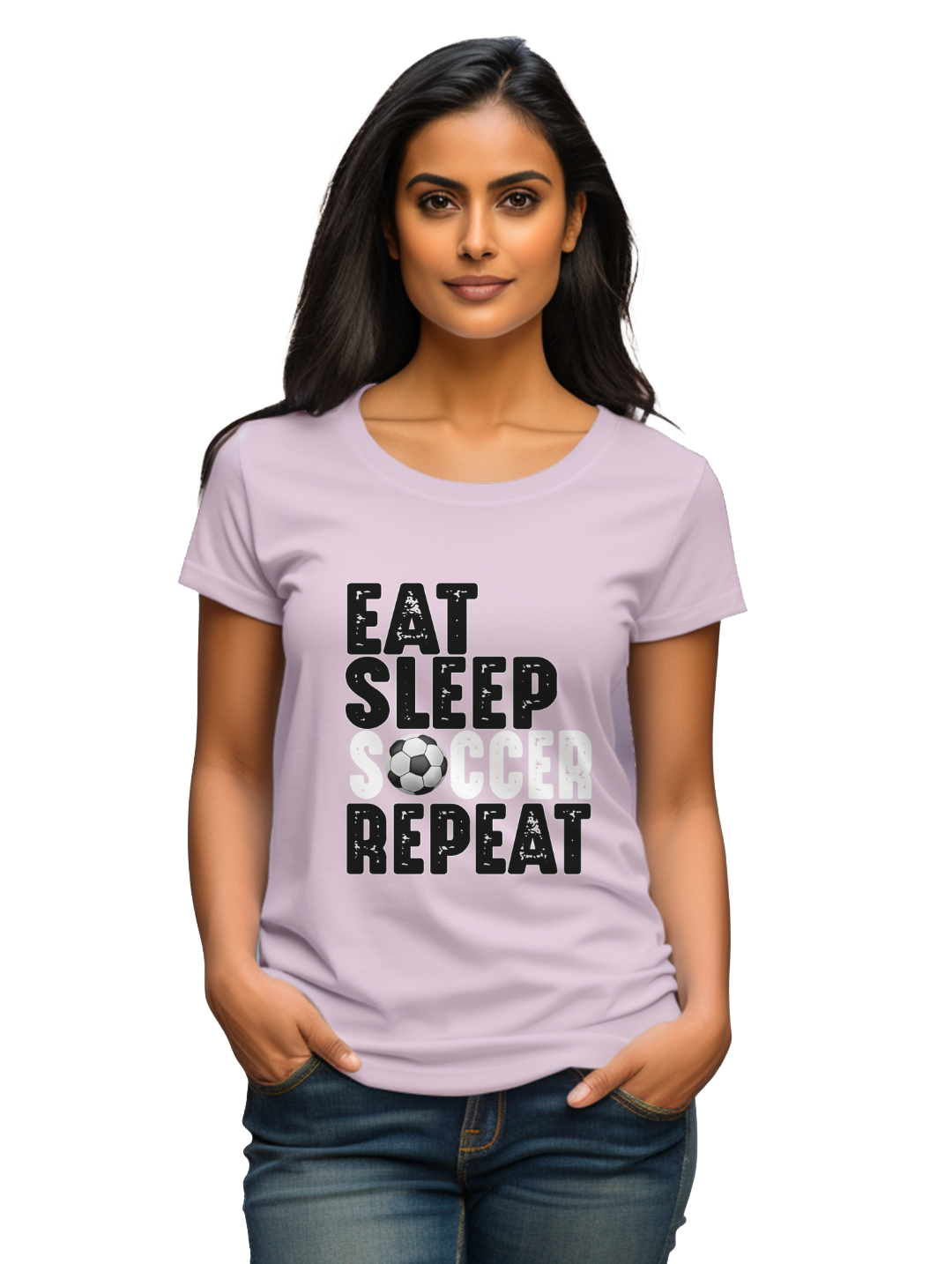 Womens Eat Sleep Soccer Repeat T-Shirt