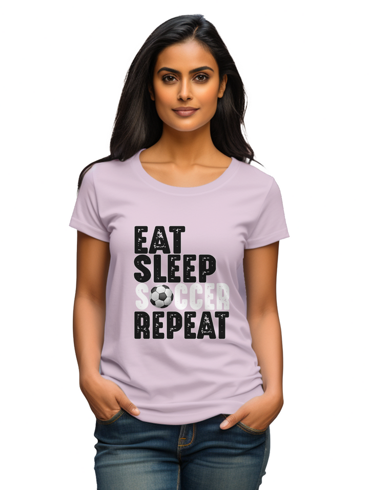 Womens Eat Sleep Soccer Repeat T-Shirt