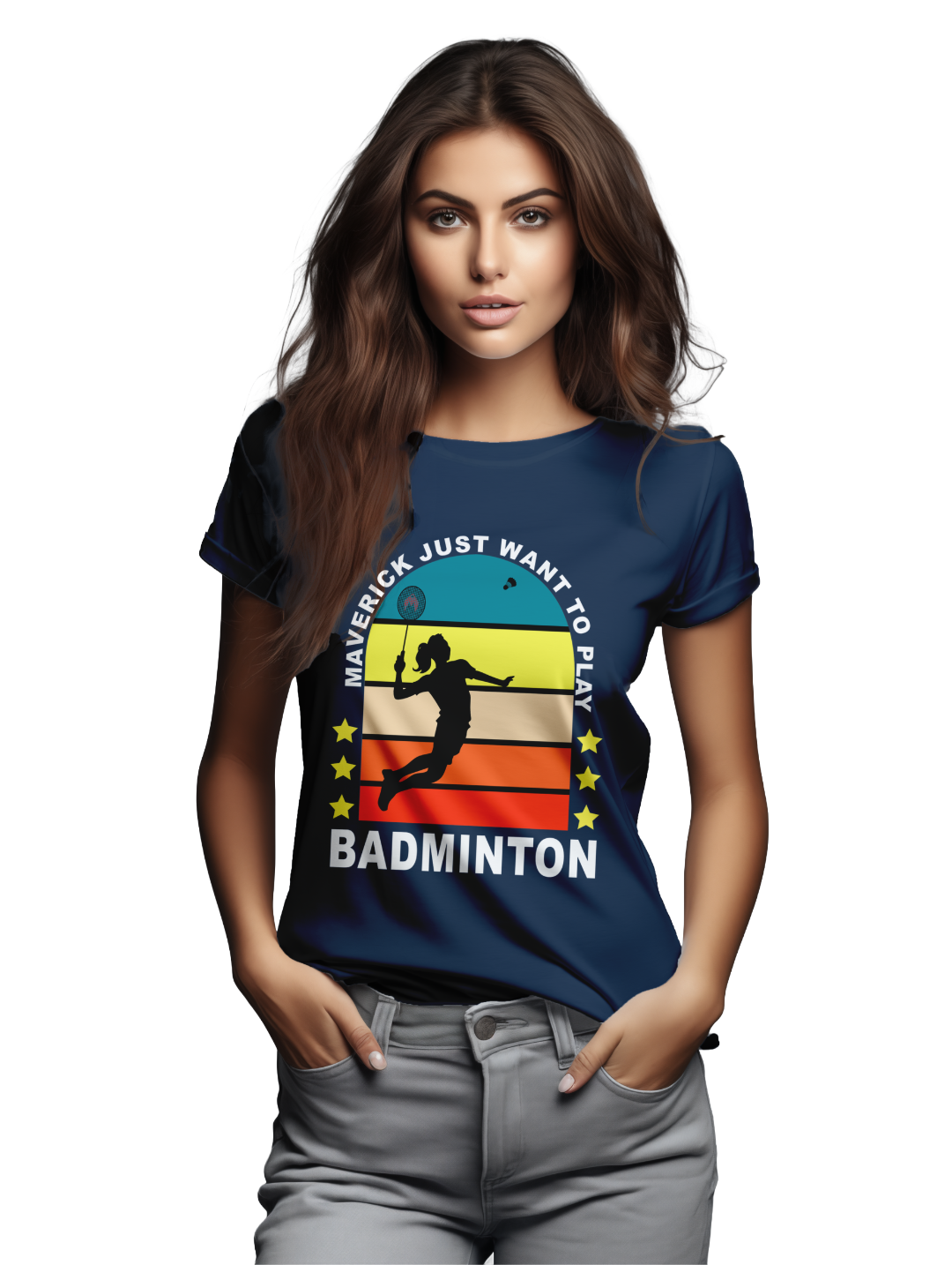 Womens Maverick Just Want to Play Badminton T-Shirt