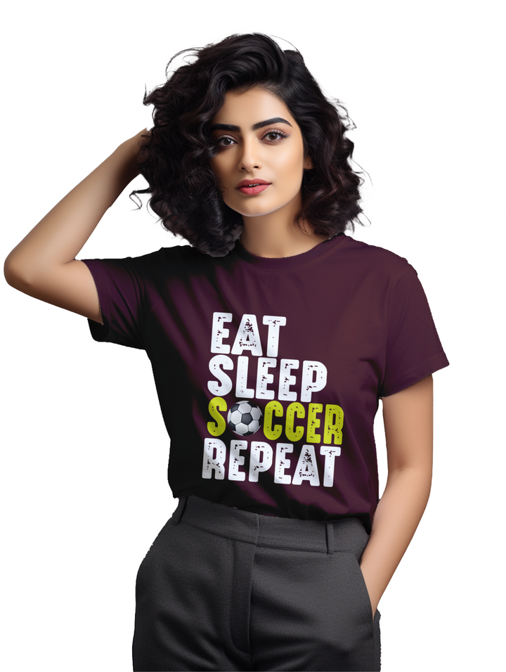 Womens Eat Sleep Soccer Repeat T-Shirt
