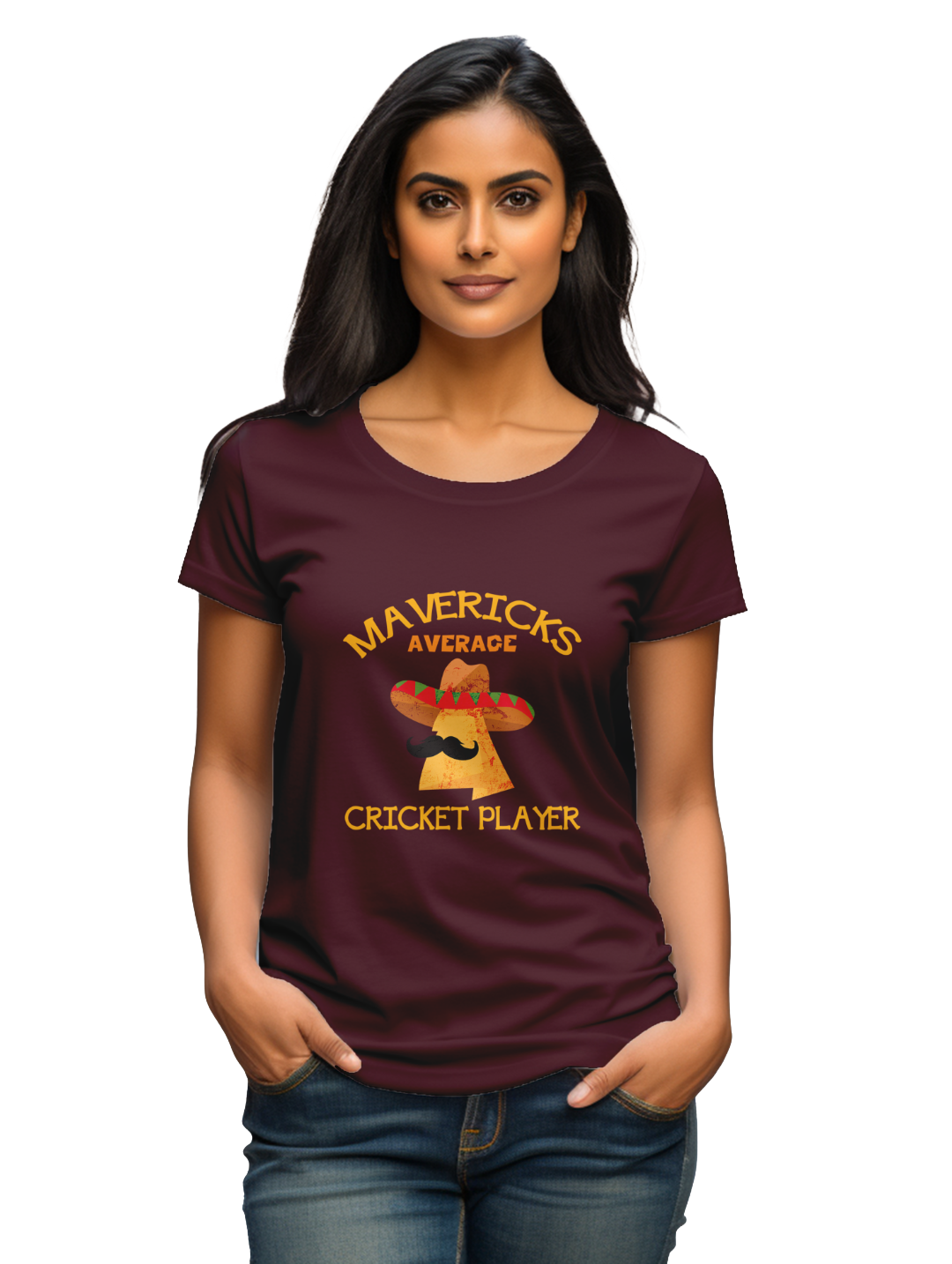 Women's maverick average cricket player T-shirt