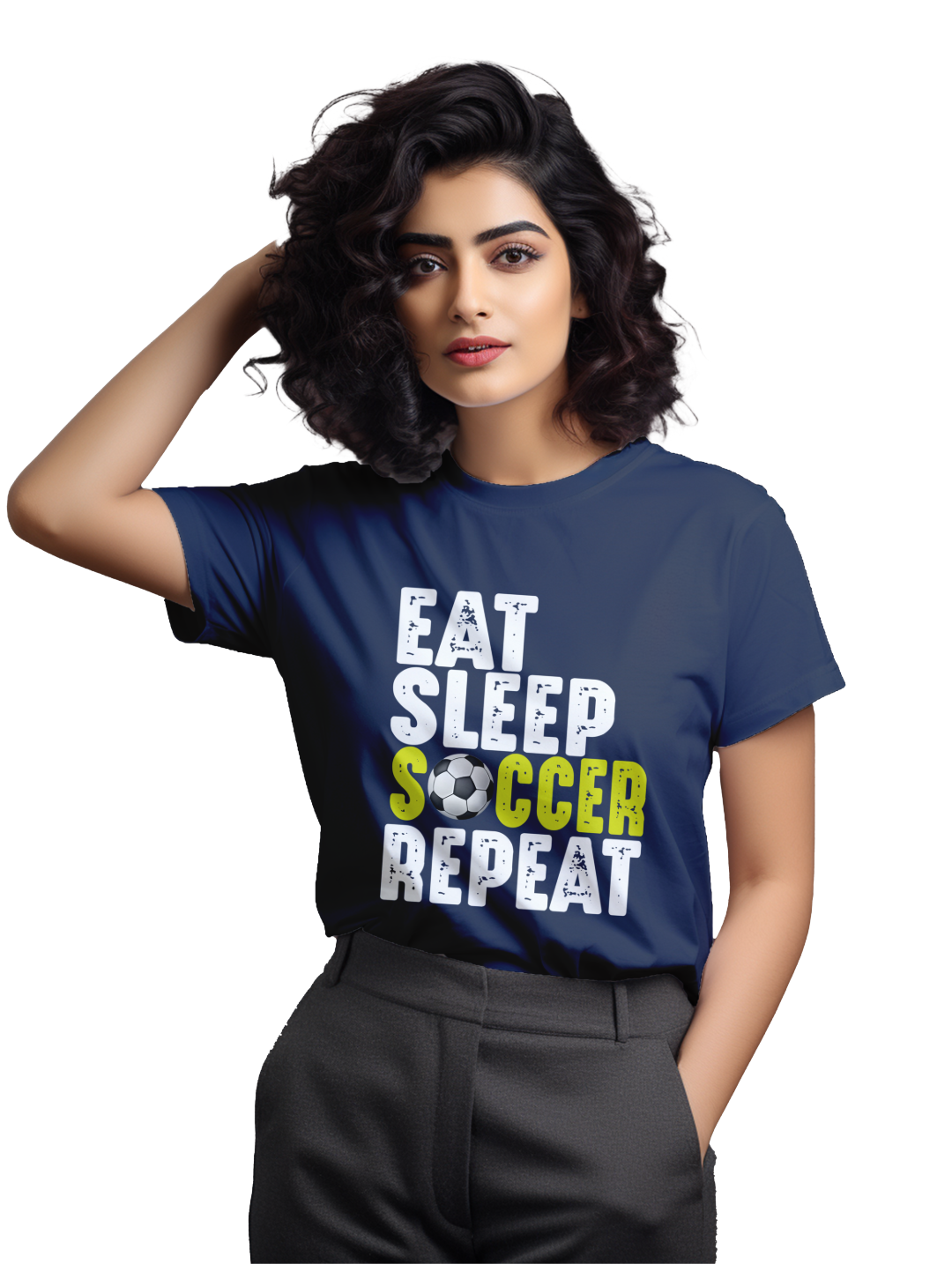 Womens Eat Sleep Soccer Repeat T-Shirt