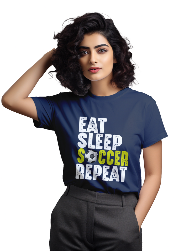 Womens Eat Sleep Soccer Repeat T-Shirt