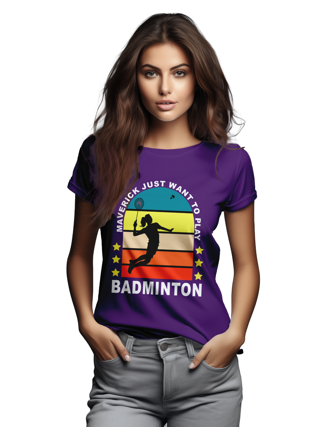 Womens Maverick Just Want to Play Badminton T-Shirt