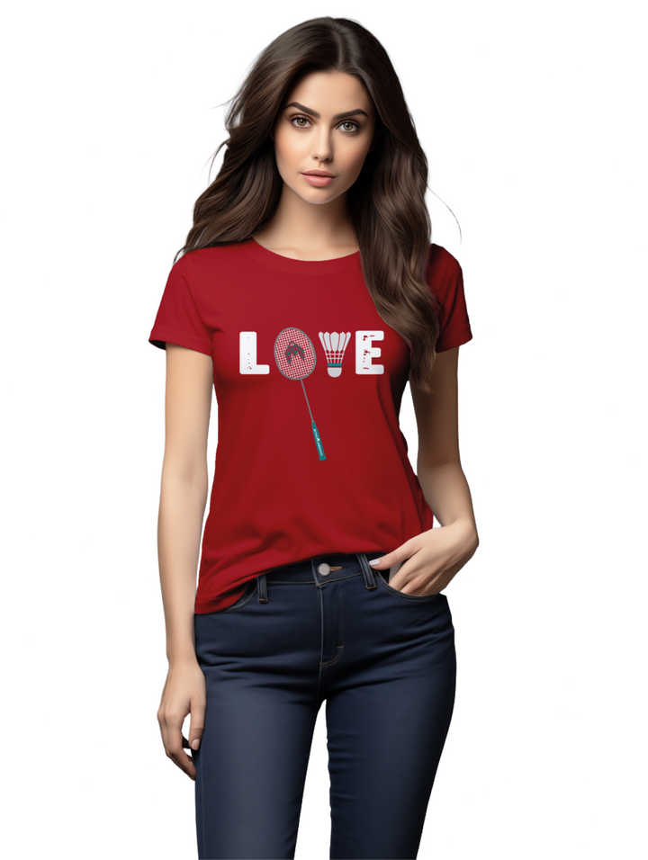 Womens Love Badminton T-Shirt