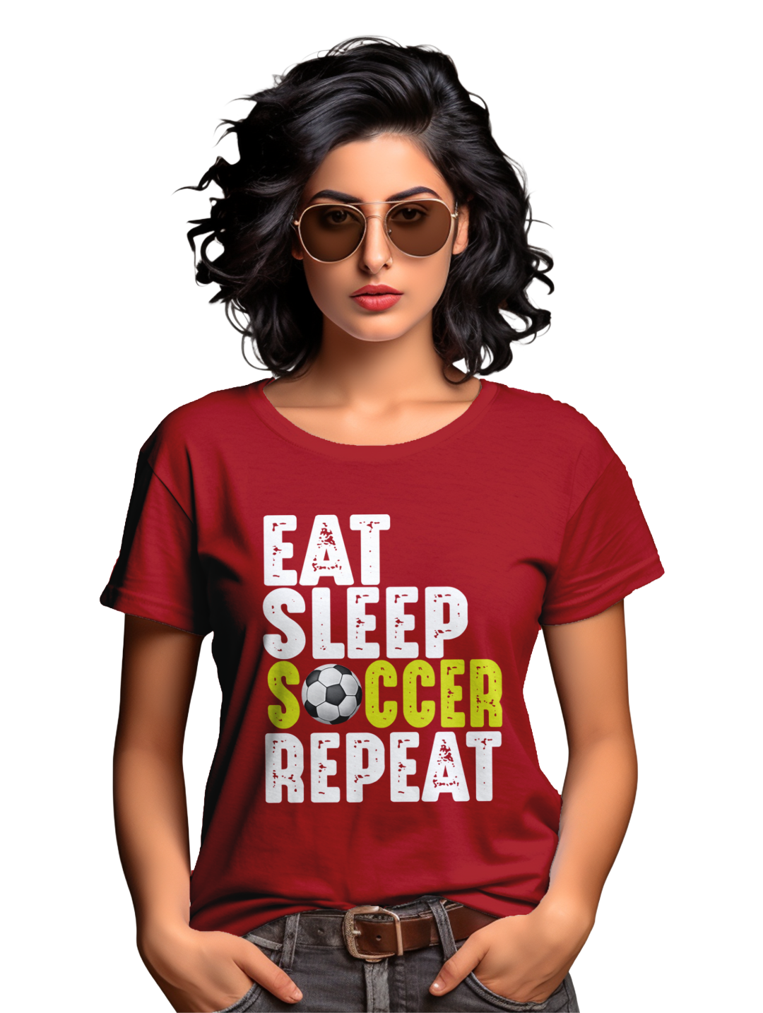 Womens Eat Sleep Soccer Repeat T-Shirt