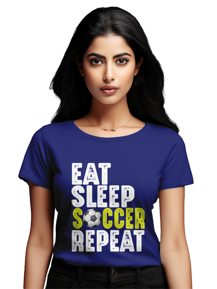 Womens Eat Sleep Soccer Repeat T-Shirt