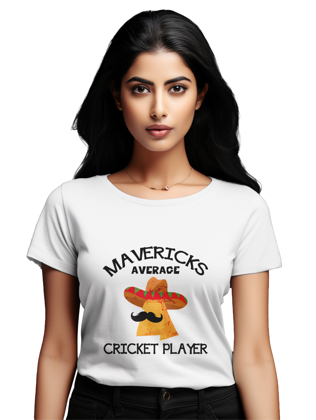 Women's maverick average cricket player T-shirt