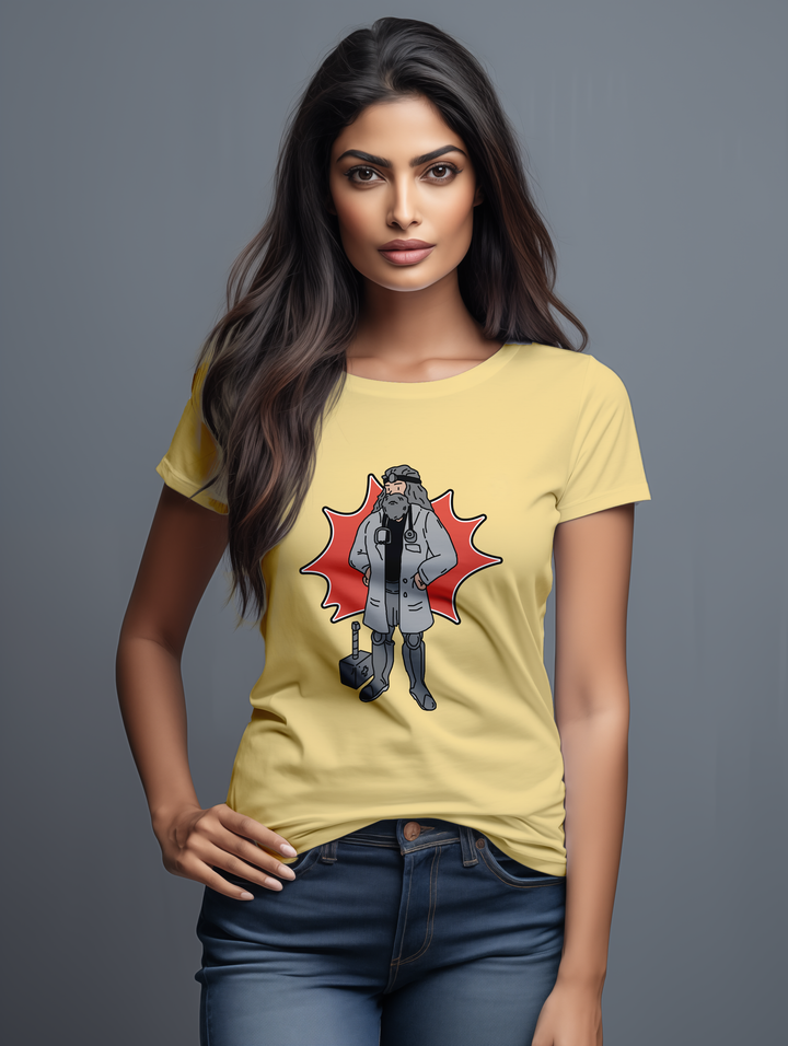 Womens Yellow Cardio Superhero tee